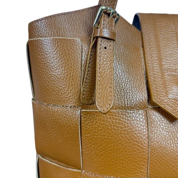 Unica Firenze Borse in Pelle Womens Woven Pebble Leather Satchel Handbag Purse - Picture 2 of 15